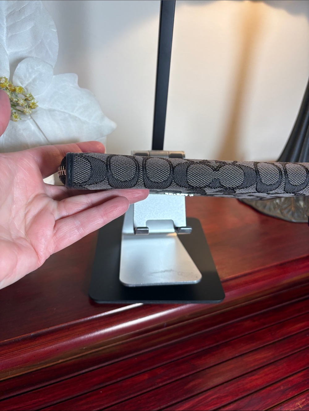 Coach Black and Gray Signature Zip Around Wallet - Picture 3 of 10